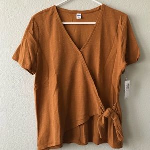 OLD NAVY Mustard Wrap Tie Top